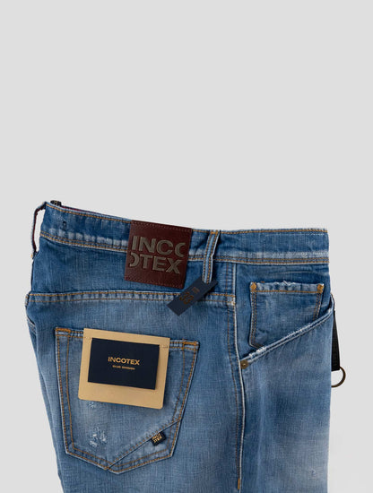 Incotex Blue Cotton Linen Jeans