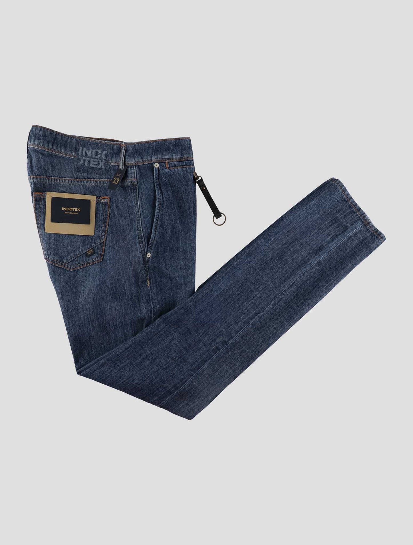 Incotex Blue Cotton Linen Jeans