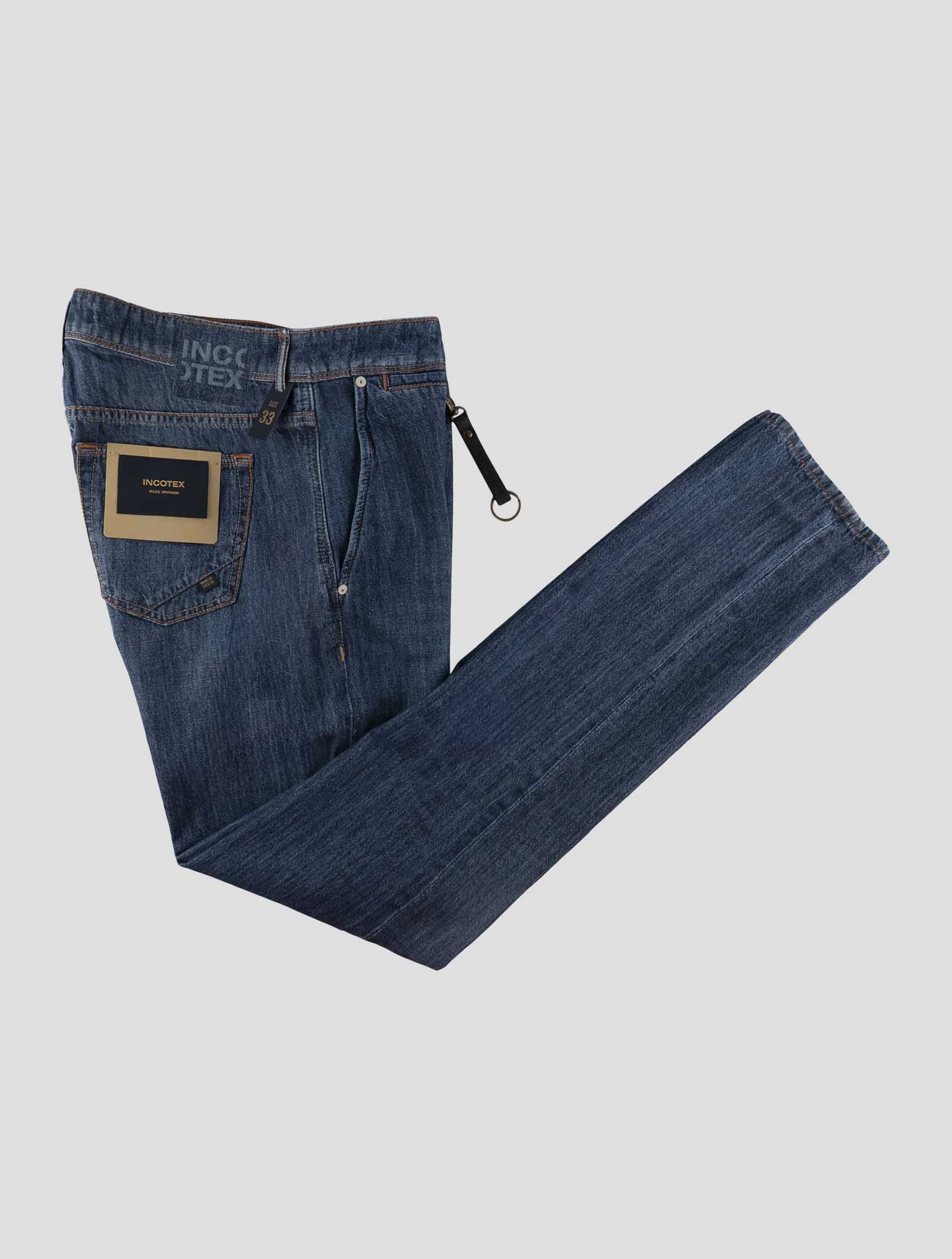 Incotex Blue Cotton Linen Jeans