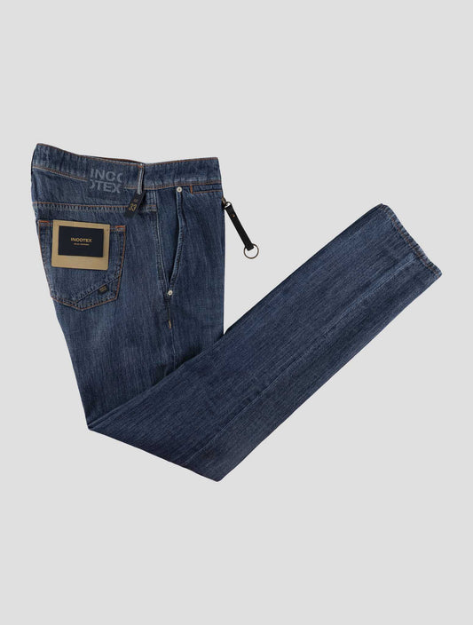 Incotex Blue Cotton Linen Jeans