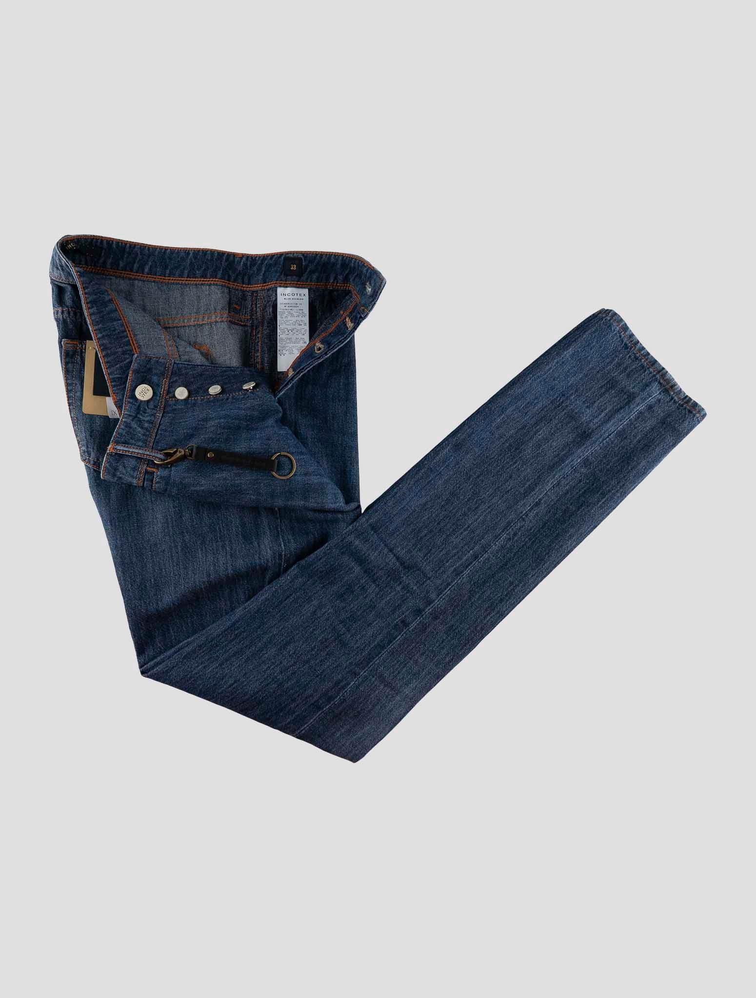 Incotex Blue Cotton Linen Jeans