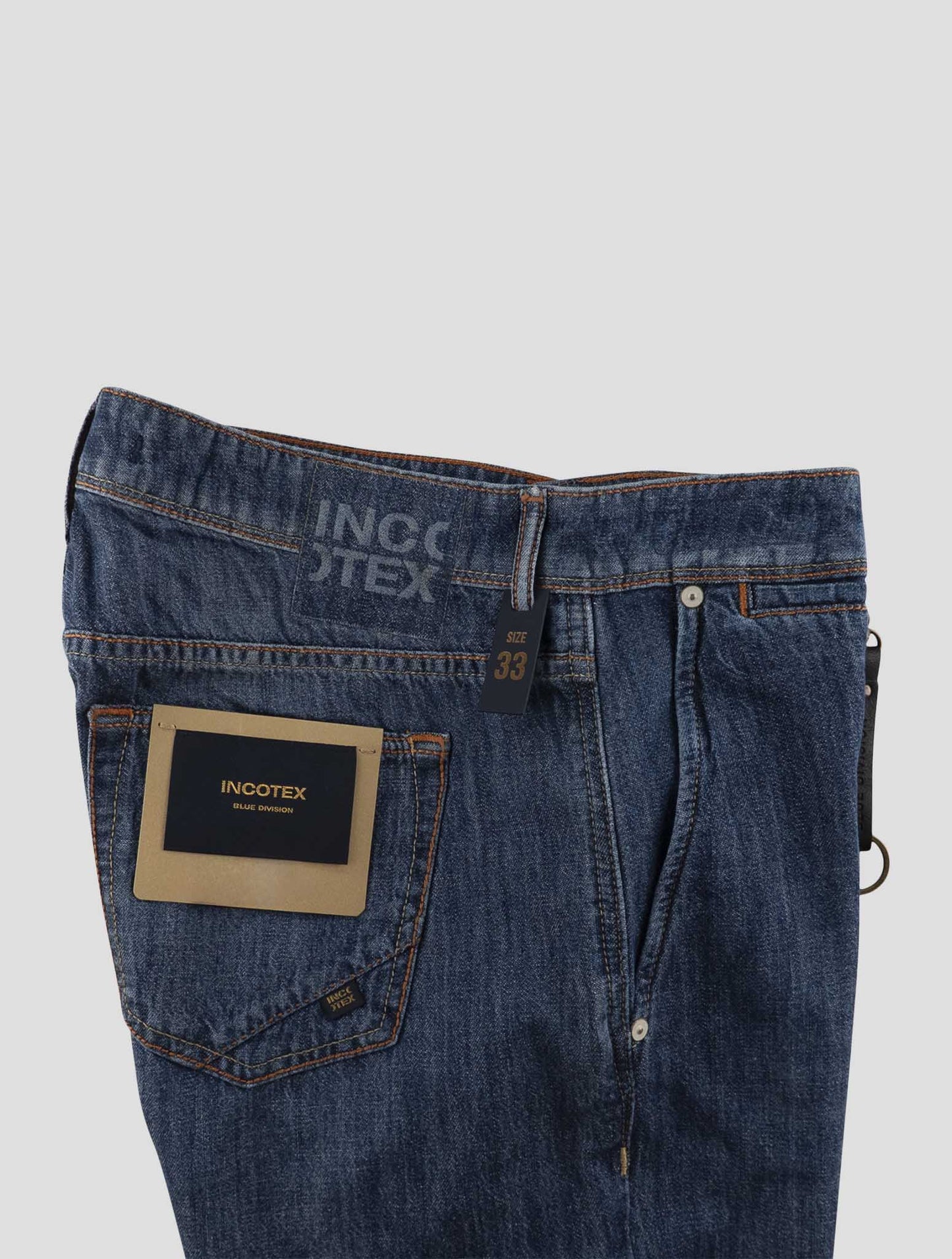 Incotex Blue Cotton Linen Jeans