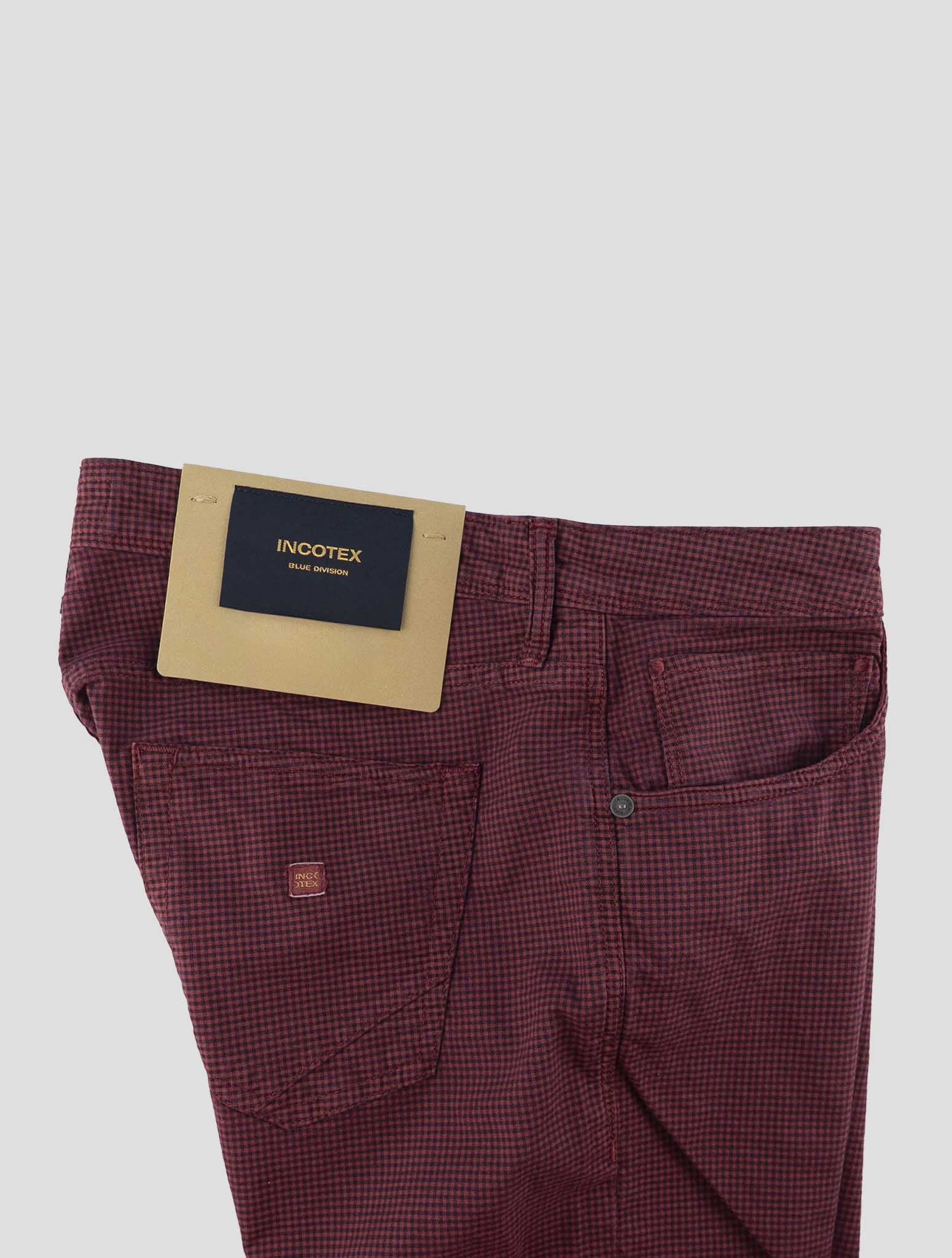 Incotex Burgundy Blue Cotton Ea Jeans