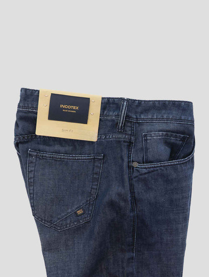 Incotex Blue Cotton Linen Jeans
