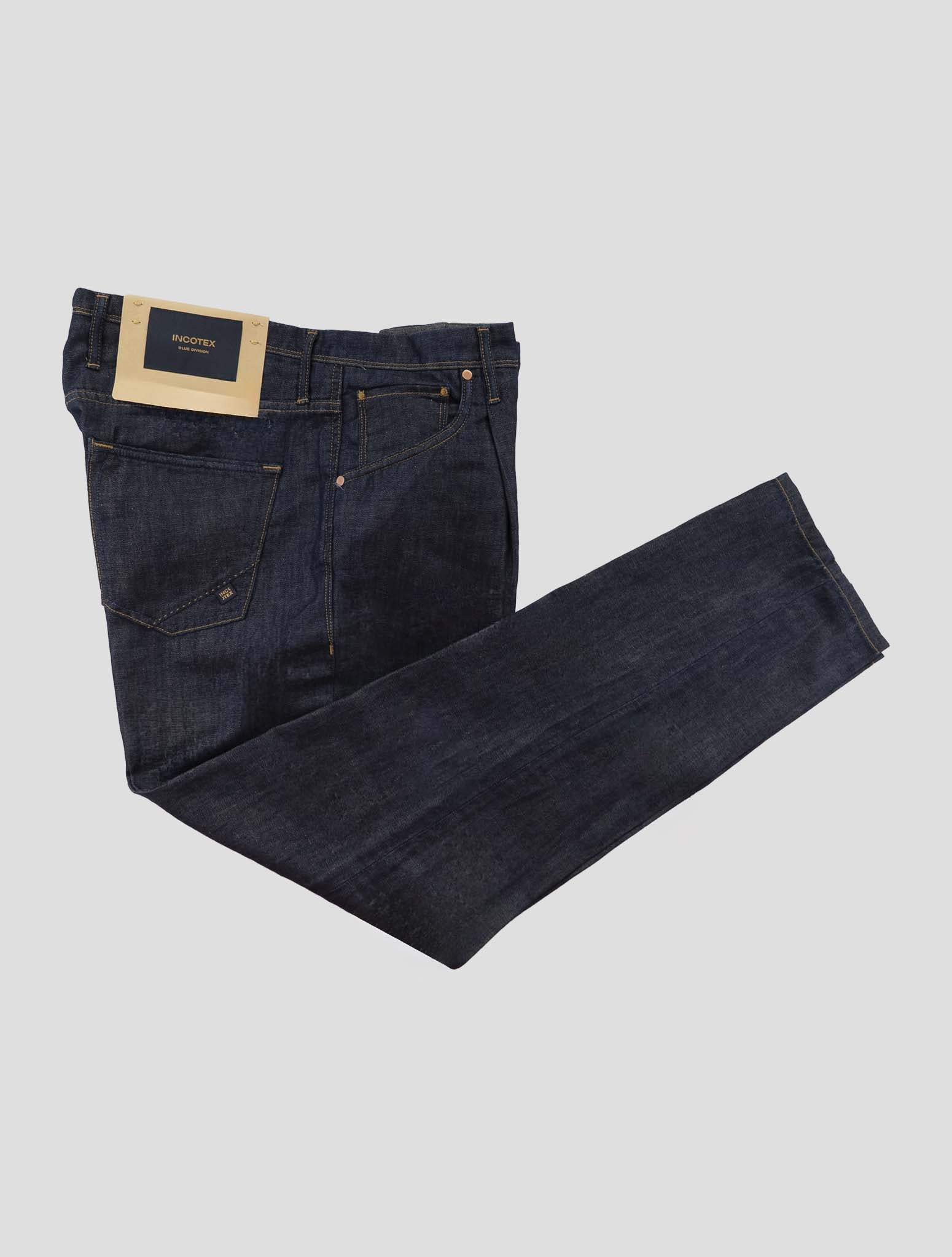 Incotex Dark Blue Cotton Linen Jeans