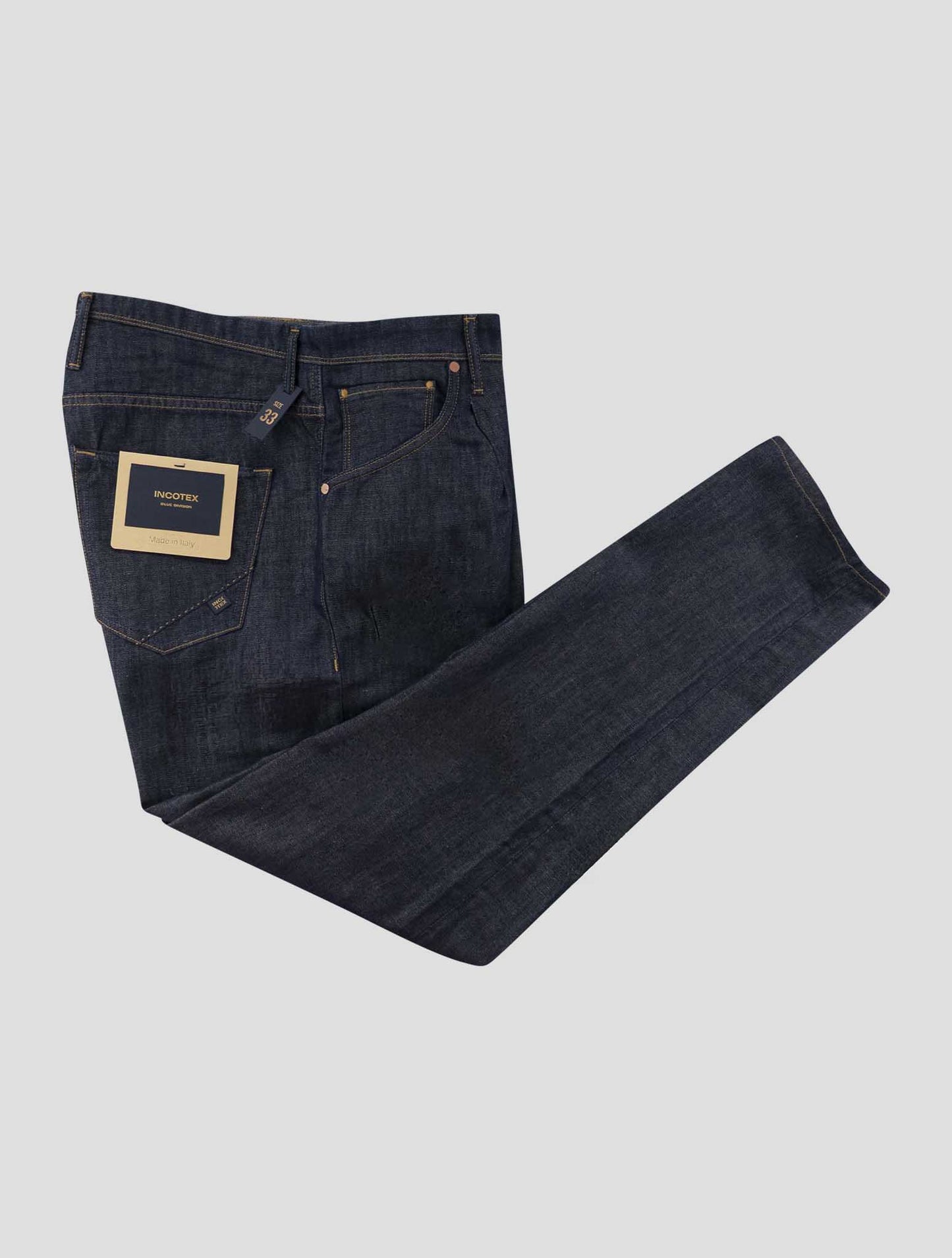 Incotex Blue Cotton Linen Jeans