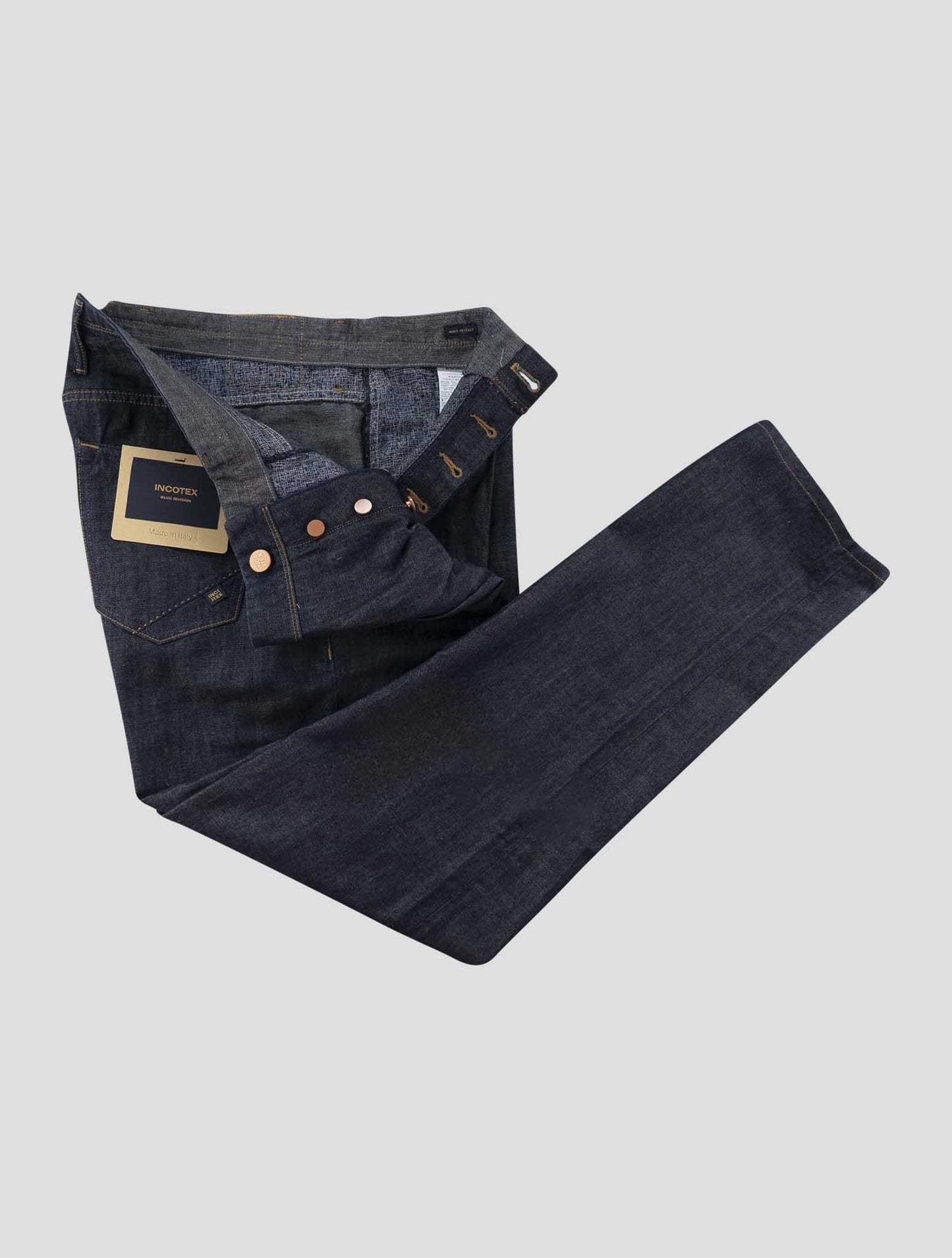 Incotex Blue Cotton Linen Jeans