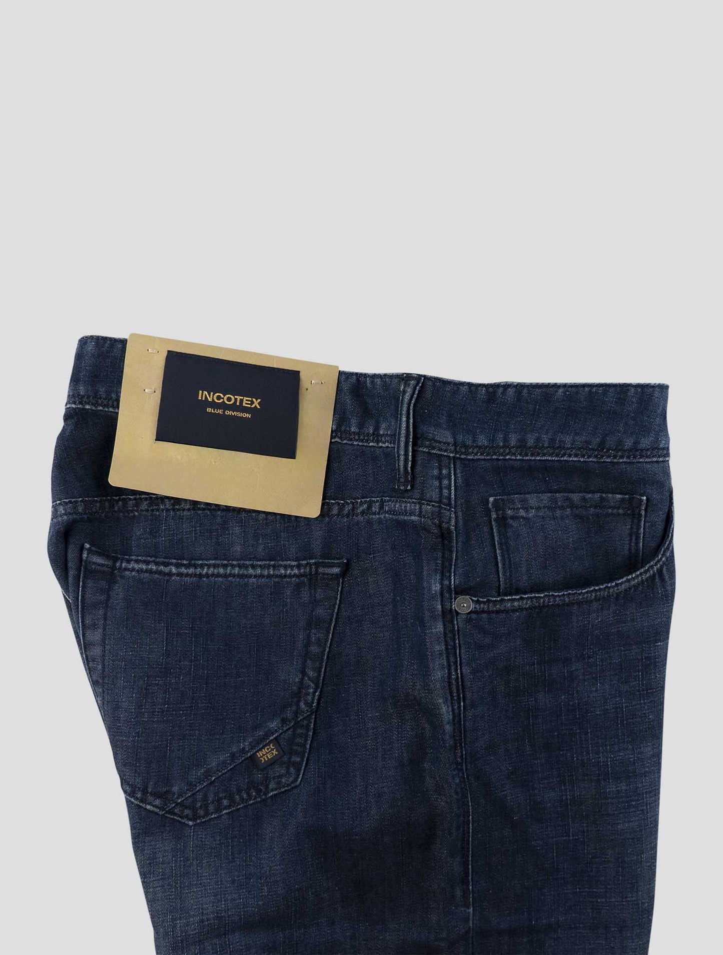Incotex Blue Cotton Linen Jeans