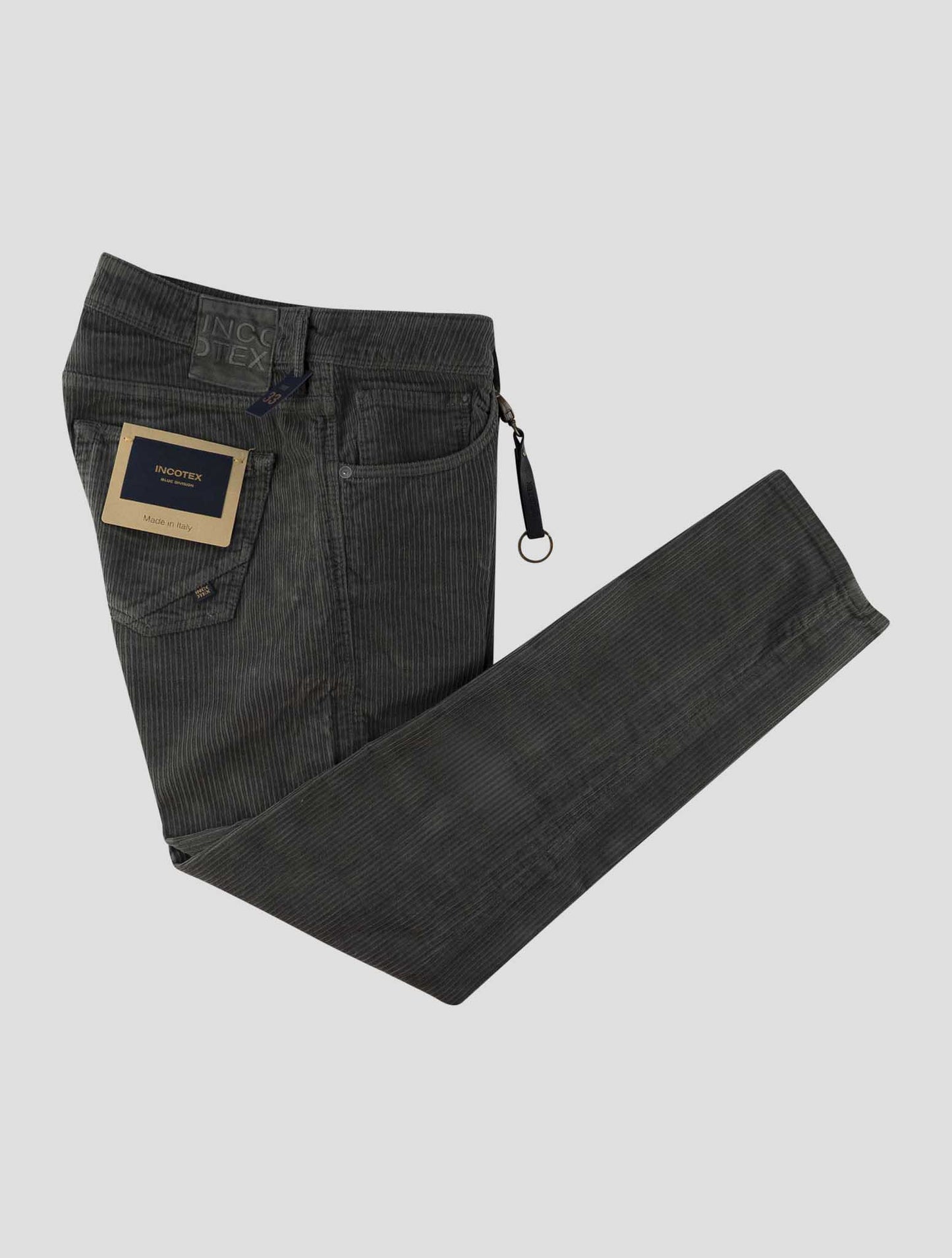 Incotex Gray Green Cotton Ea Velvet Jeans