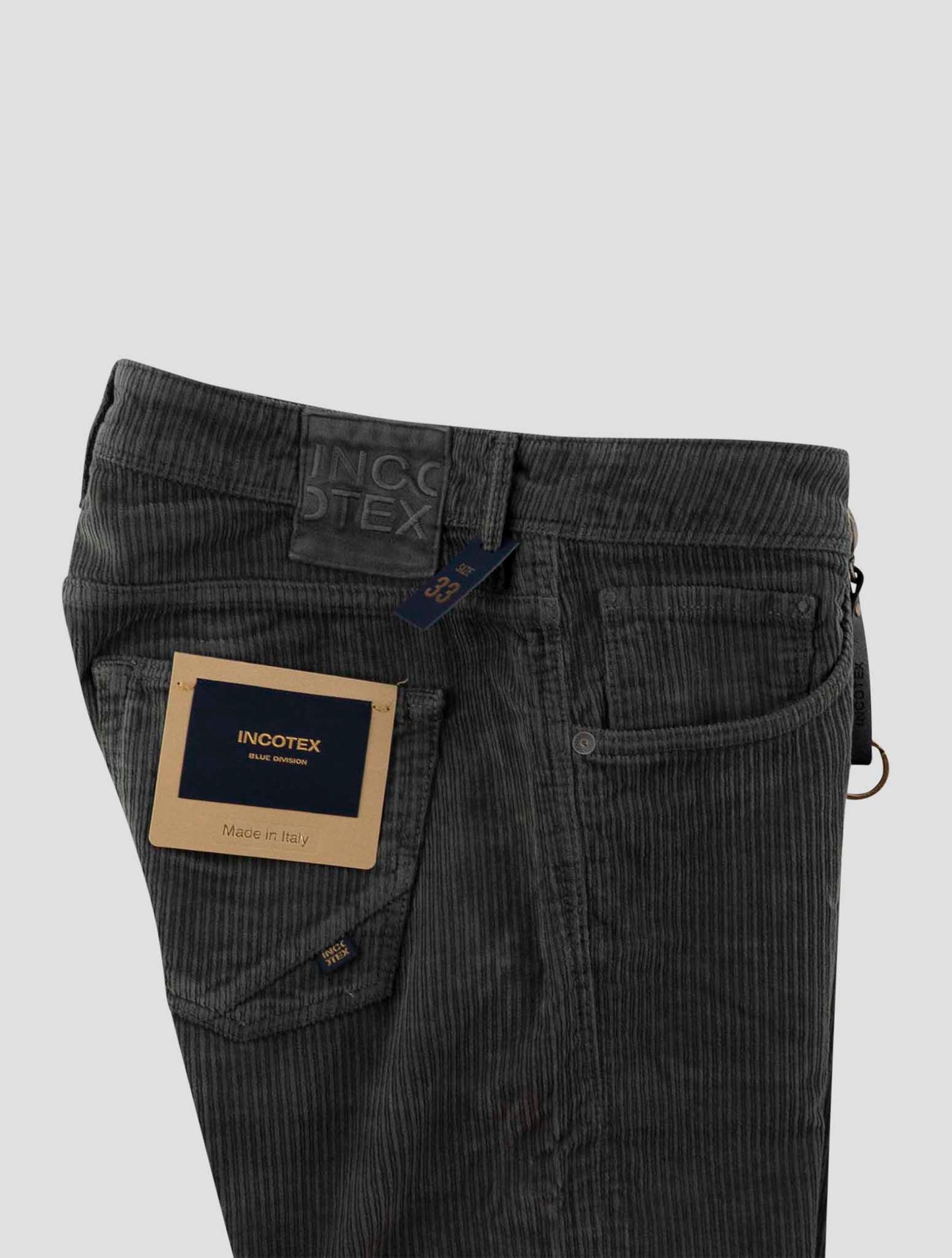 Incotex Gray Green Cotton Ea Velvet Jeans