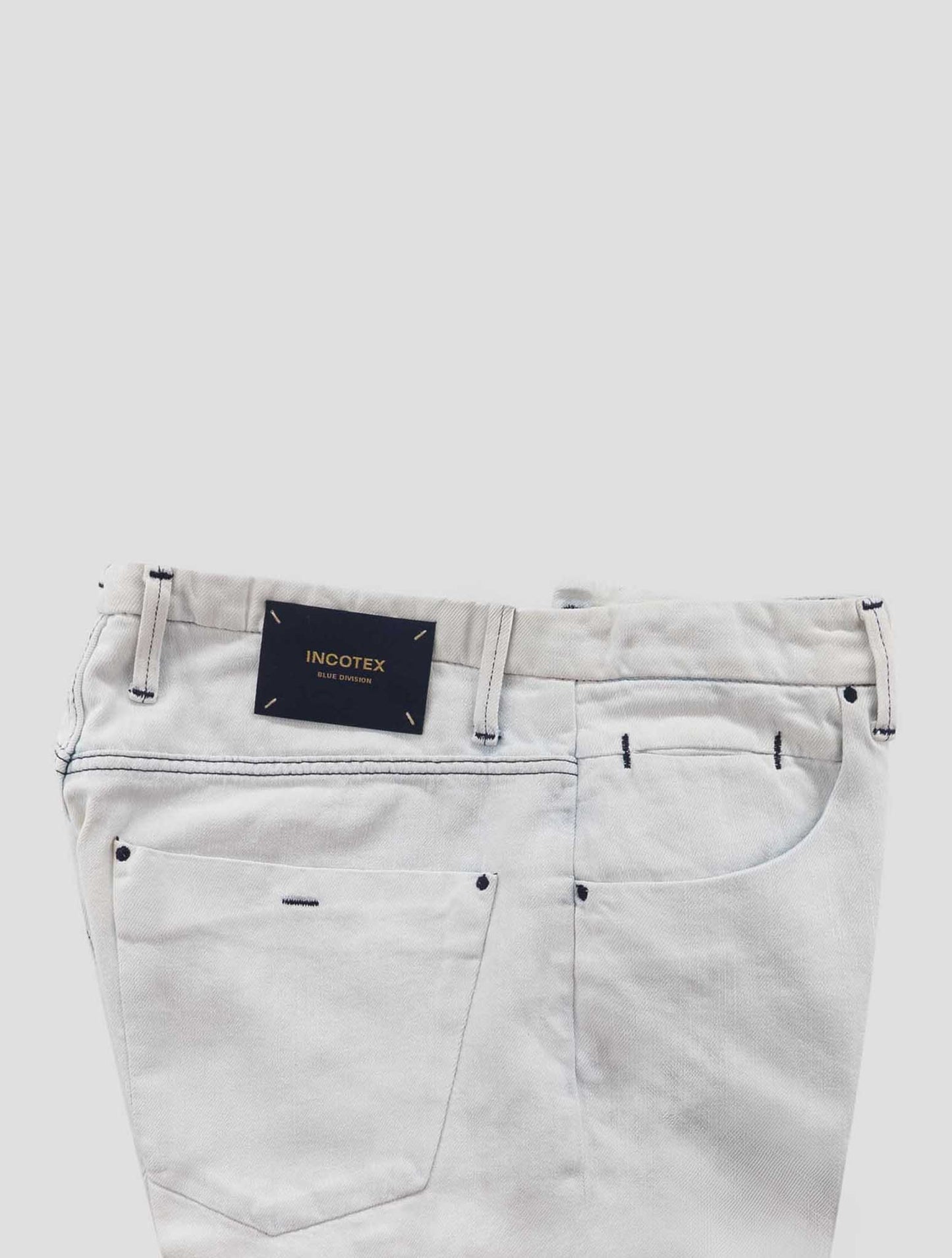 Incotex White Cotton Linen Jeans