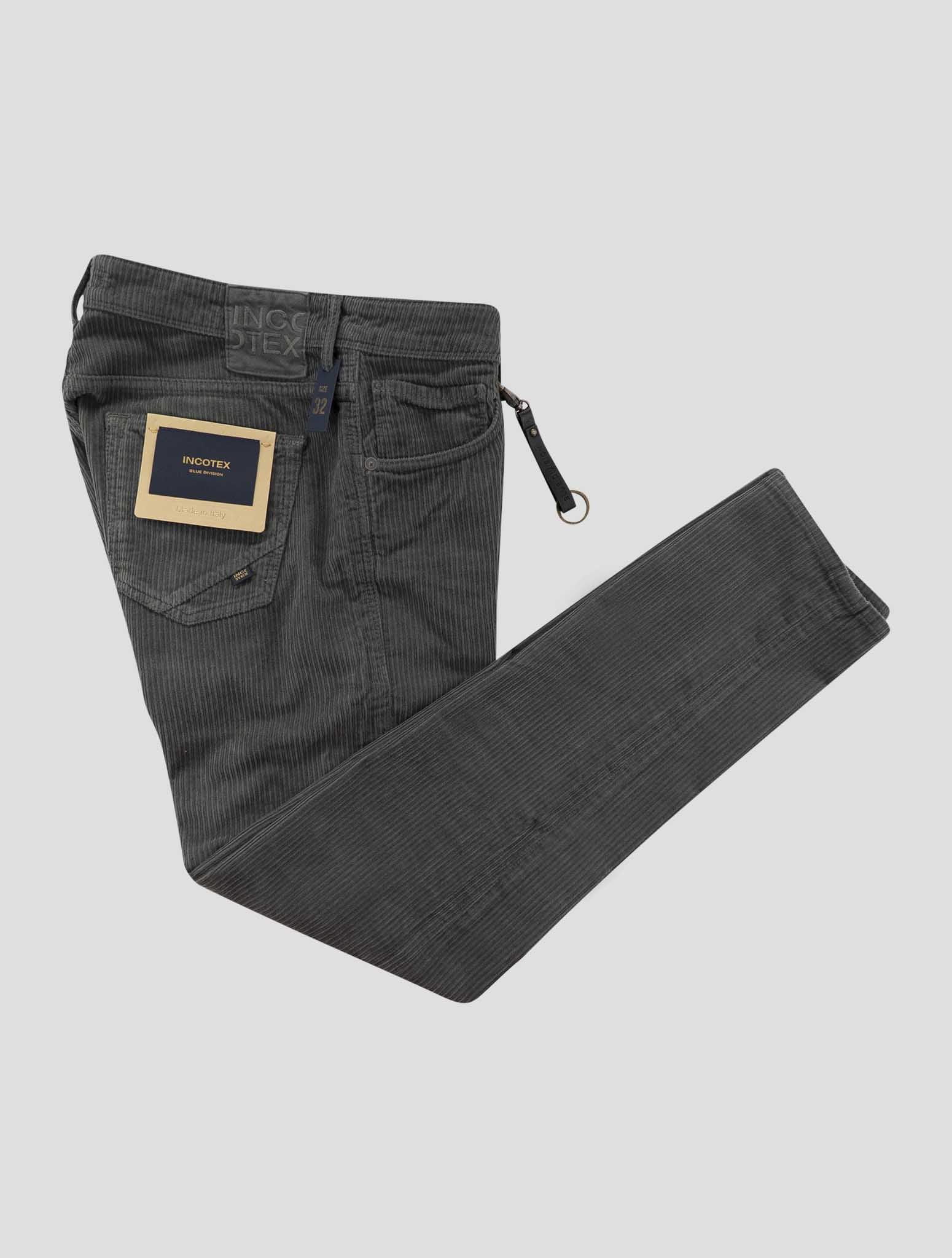 Incotex Green Gray Cotton Ea Velvet Jeans
