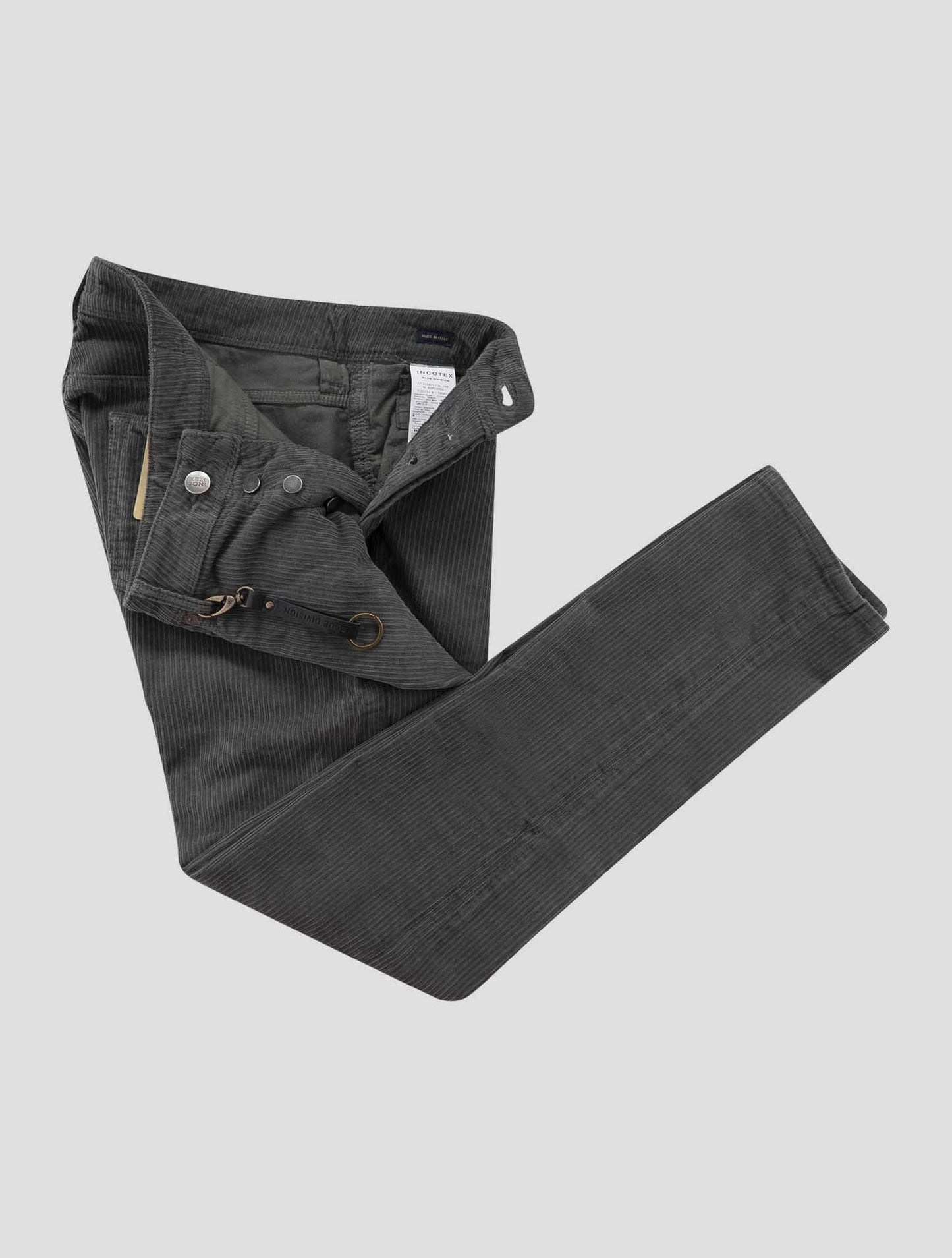Incotex Green Gray Cotton Ea Velvet Jeans
