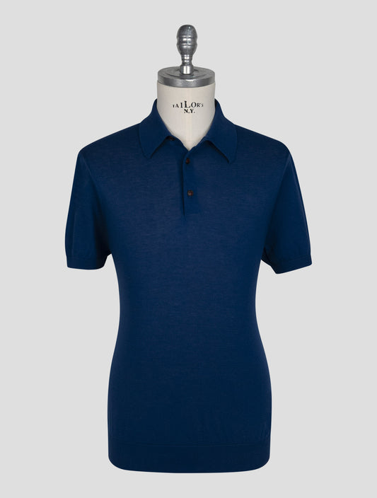Kiton Blue Cotton Polo