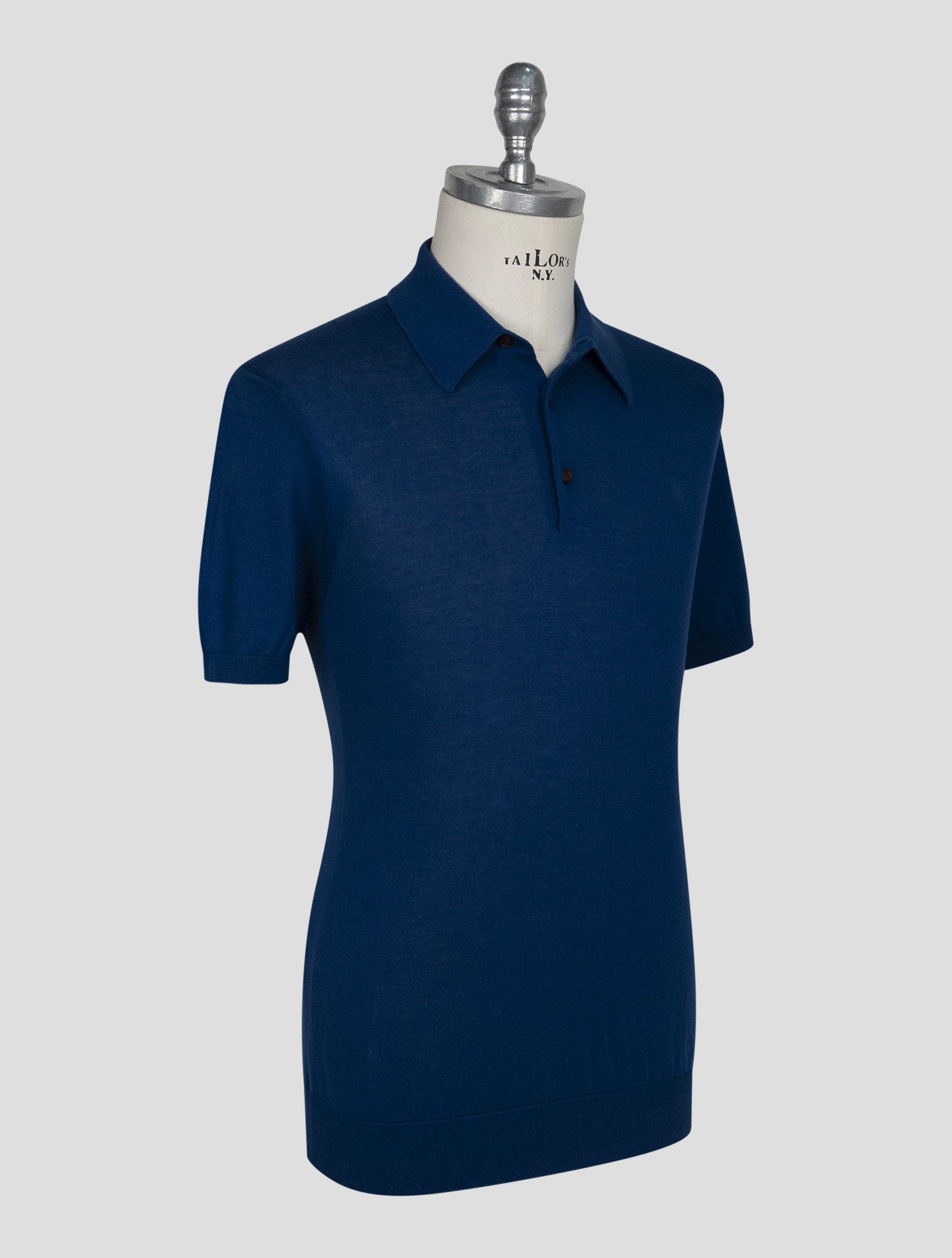 Kiton Blue Cotton Polo