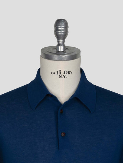 Kiton Blue Cotton Polo