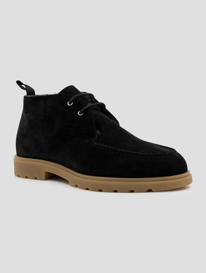 Kiton Black Leather Shearling Boots
