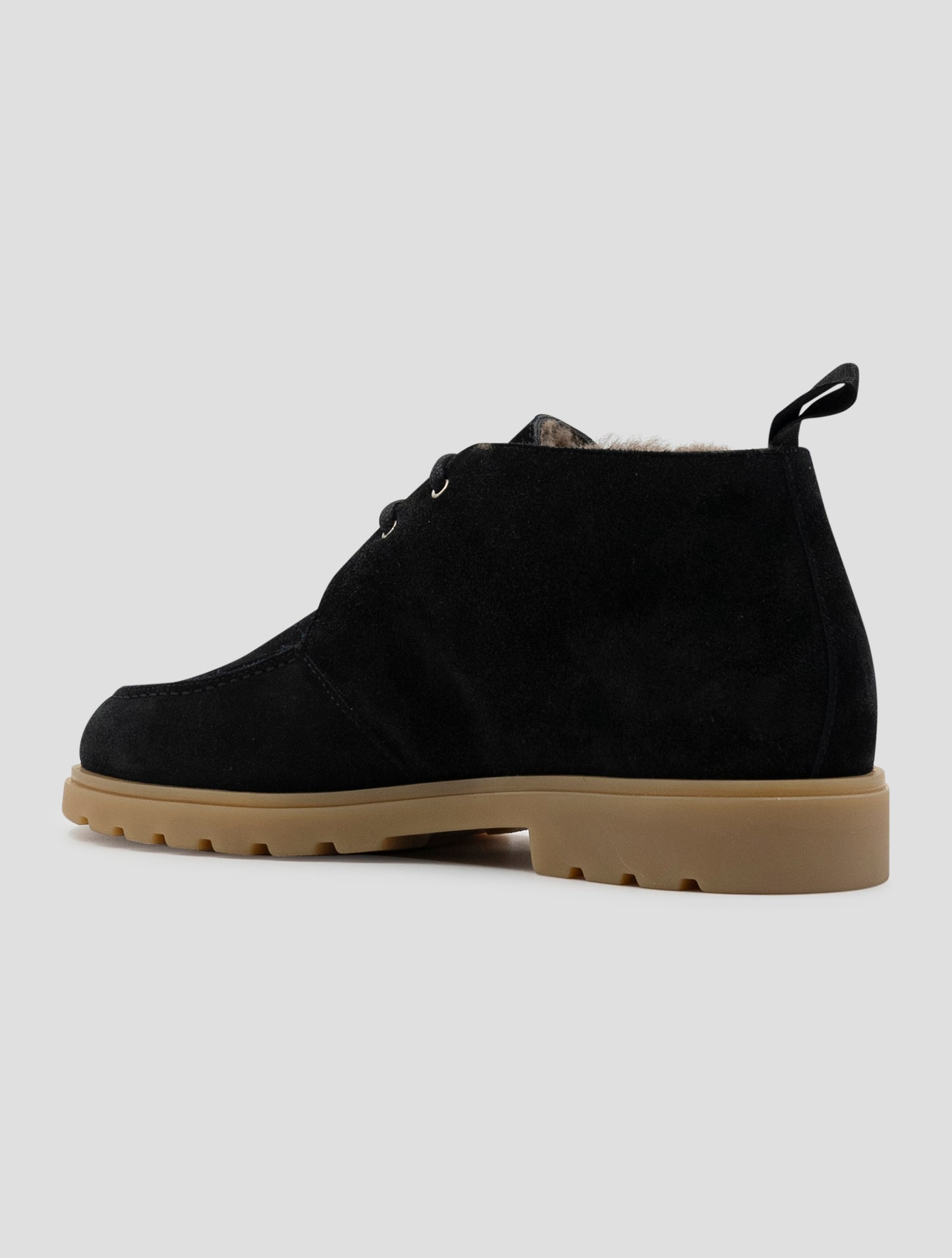 Kiton Black Leather Shearling Boots