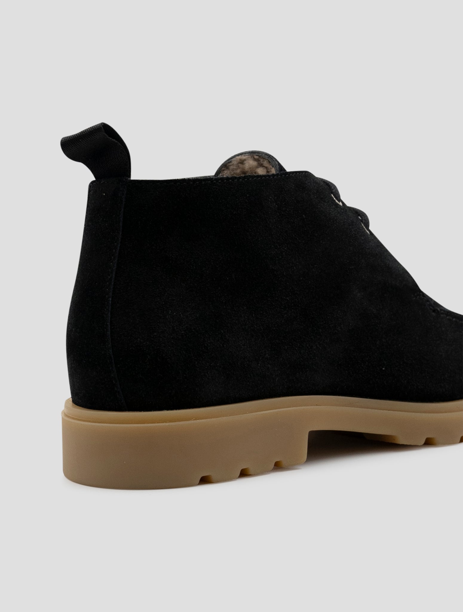 Kiton Black Leather Shearling Boots