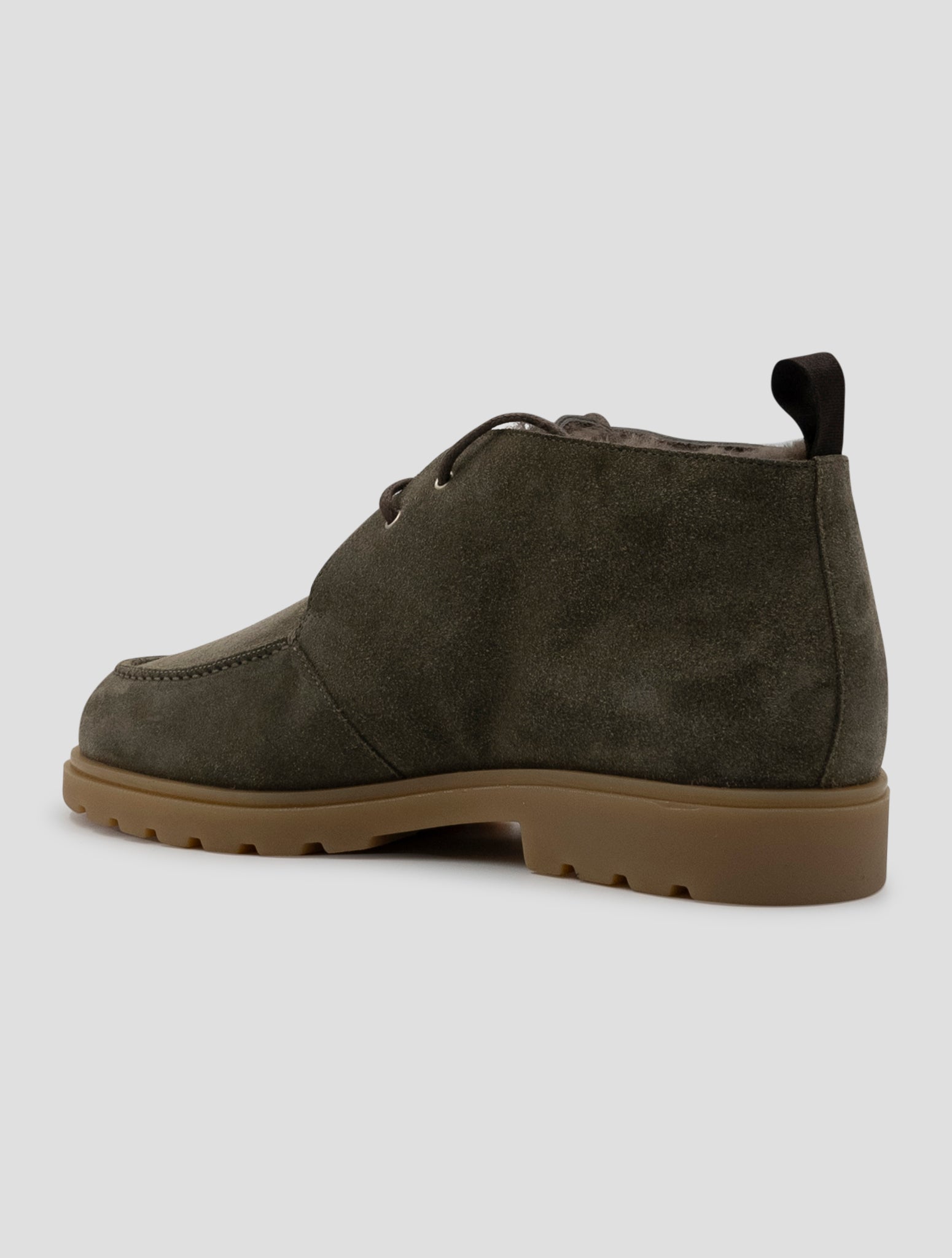 Kiton Taupe Leather Shearling Boots