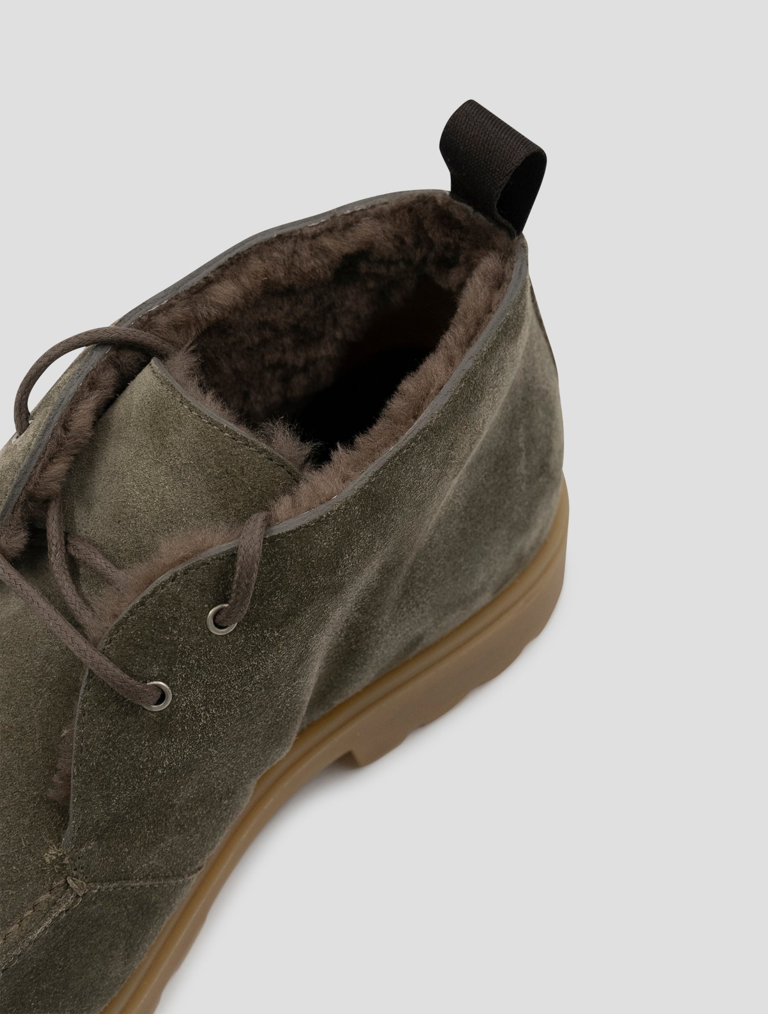 Kiton Taupe Leather Shearling Boots