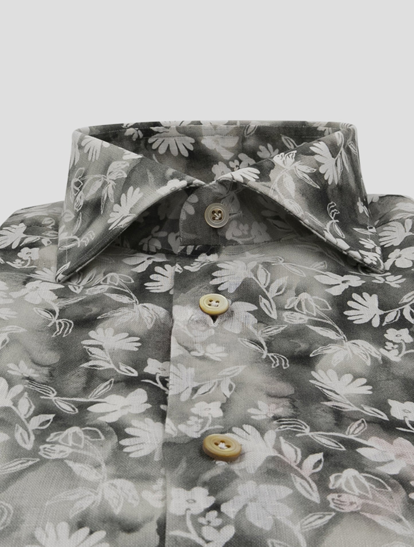 Kiton Gray White Linen Shirt