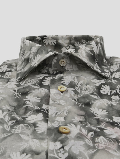 Kiton Gray White Linen Shirt