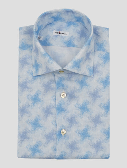 Kiton Light Blue White Linen Shirt