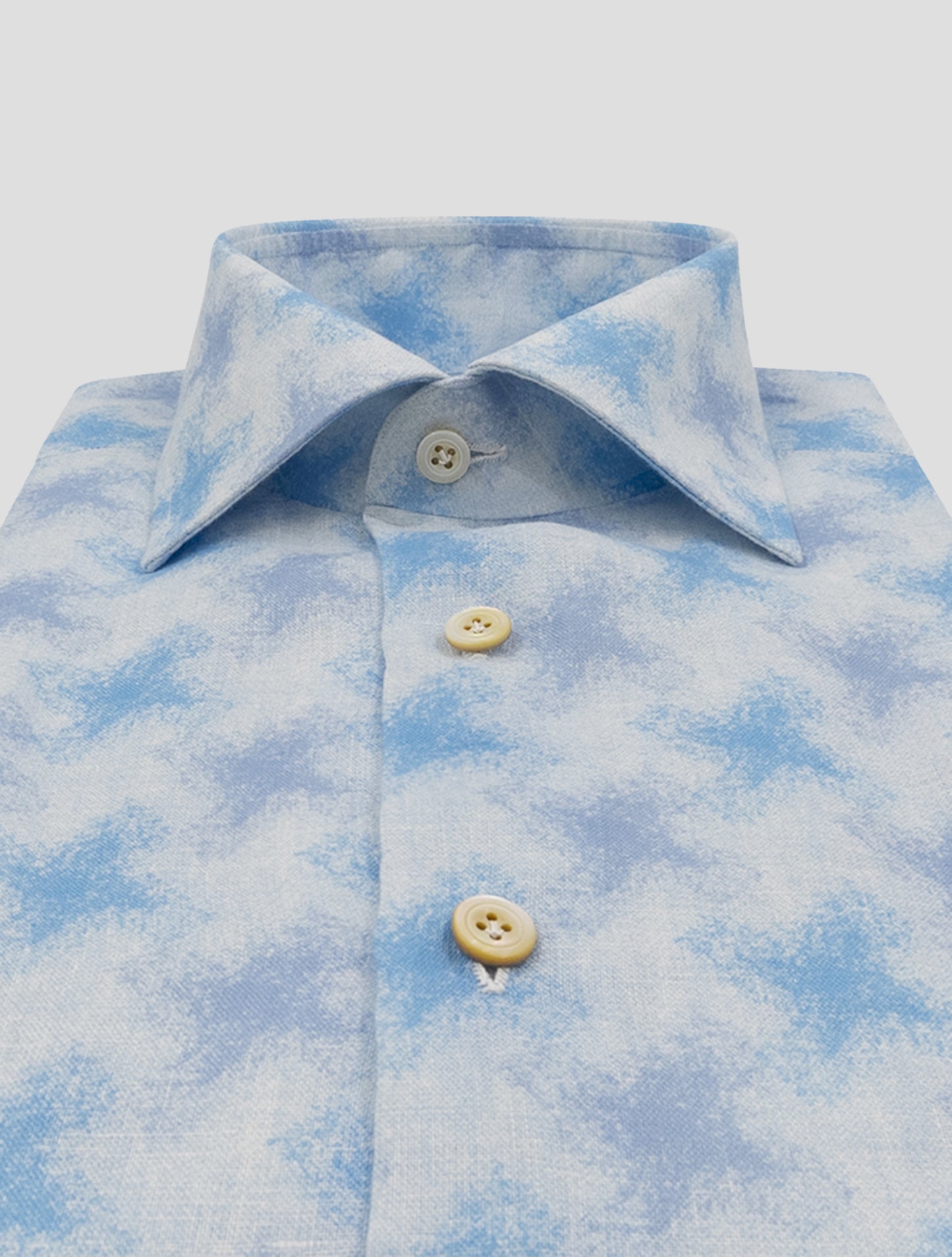 Kiton Light Blue White Linen Shirt