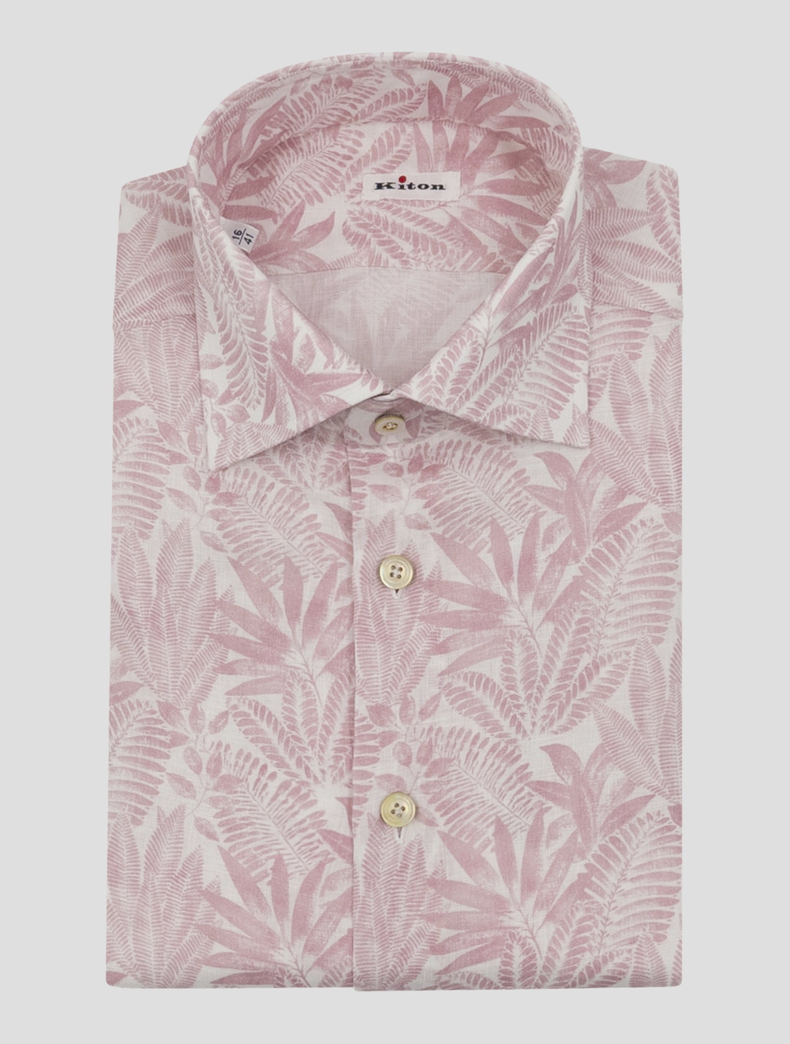 Kiton Pink White Linen Shirt