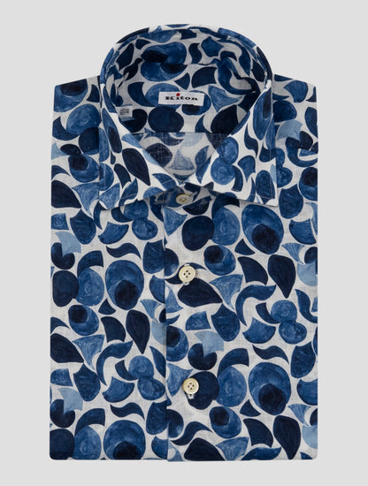Kiton Blue White Linen Shirt