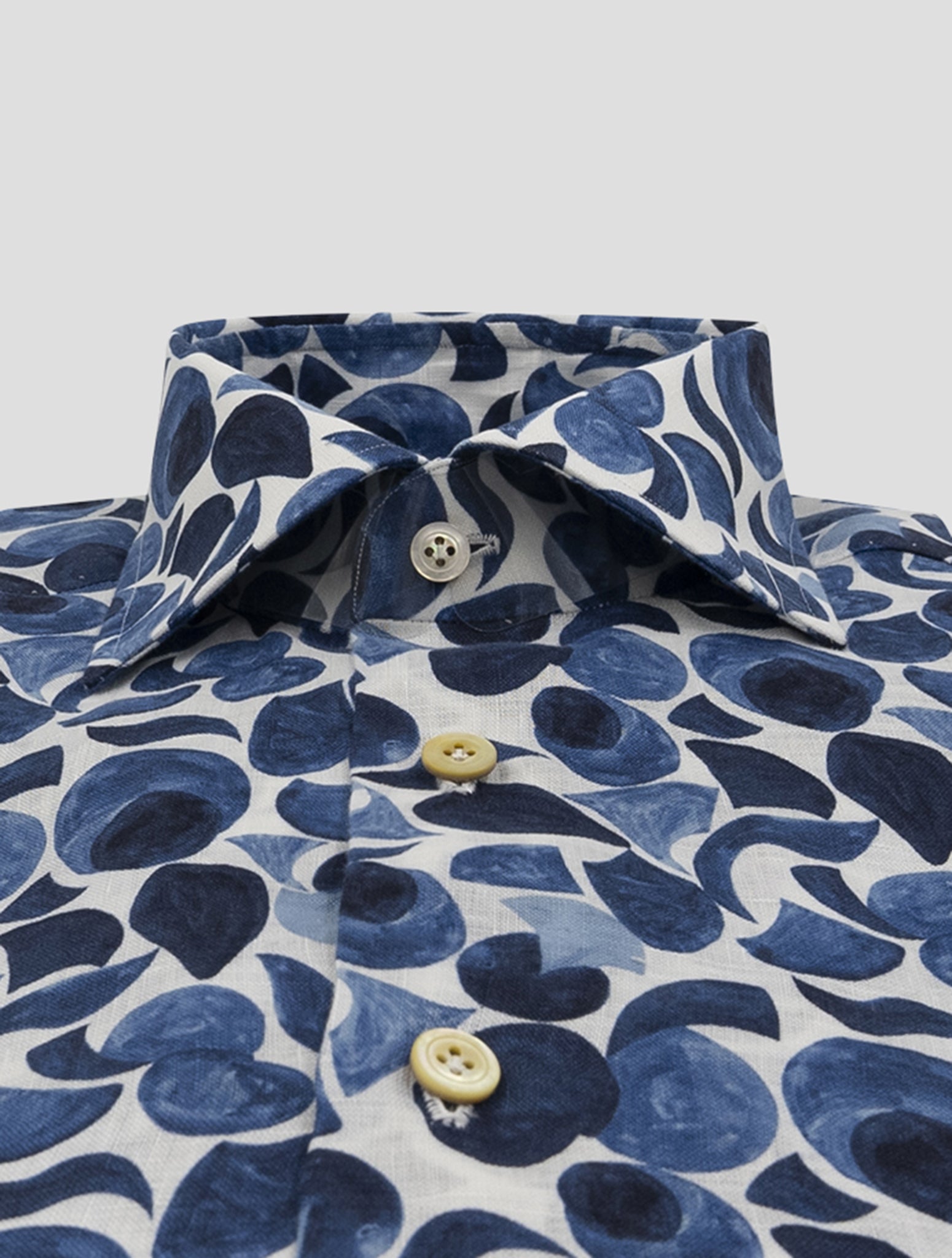 Kiton Blue White Linen Shirt