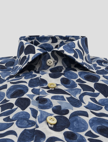 Kiton Blue White Linen Shirt