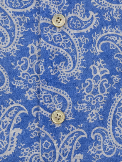 Kiton Light Blue White Linen Shirt