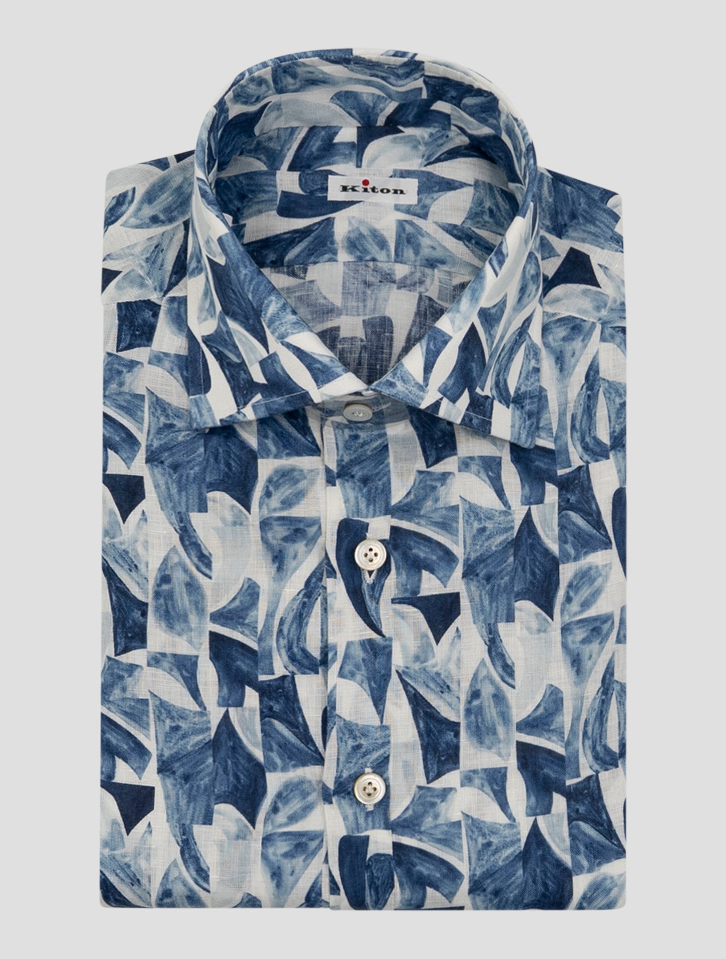 Kiton Blue White Linen Shirt