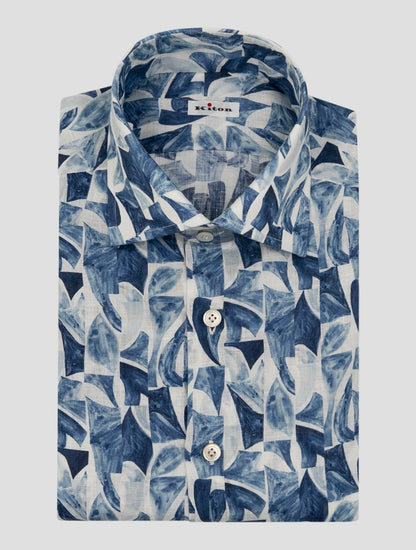 Kiton Blue White Linen Shirt