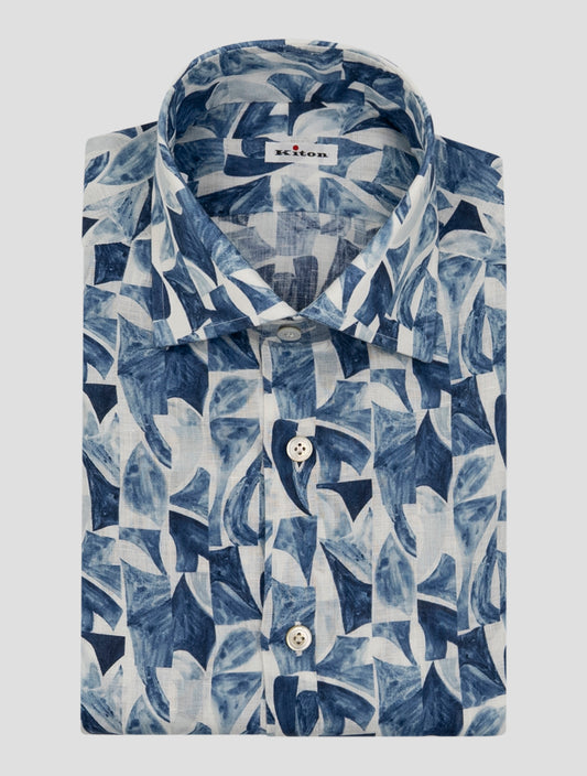 Kiton Blue White Linen Shirt