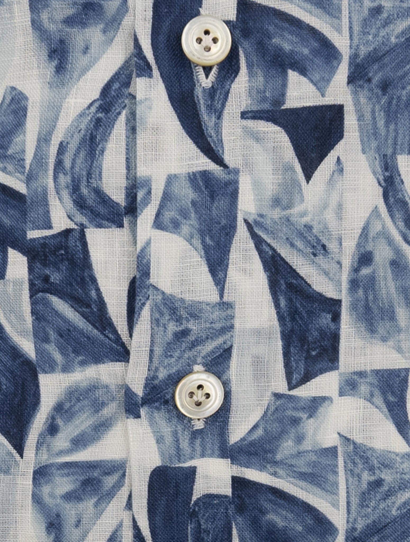 Kiton Blue White Linen Shirt