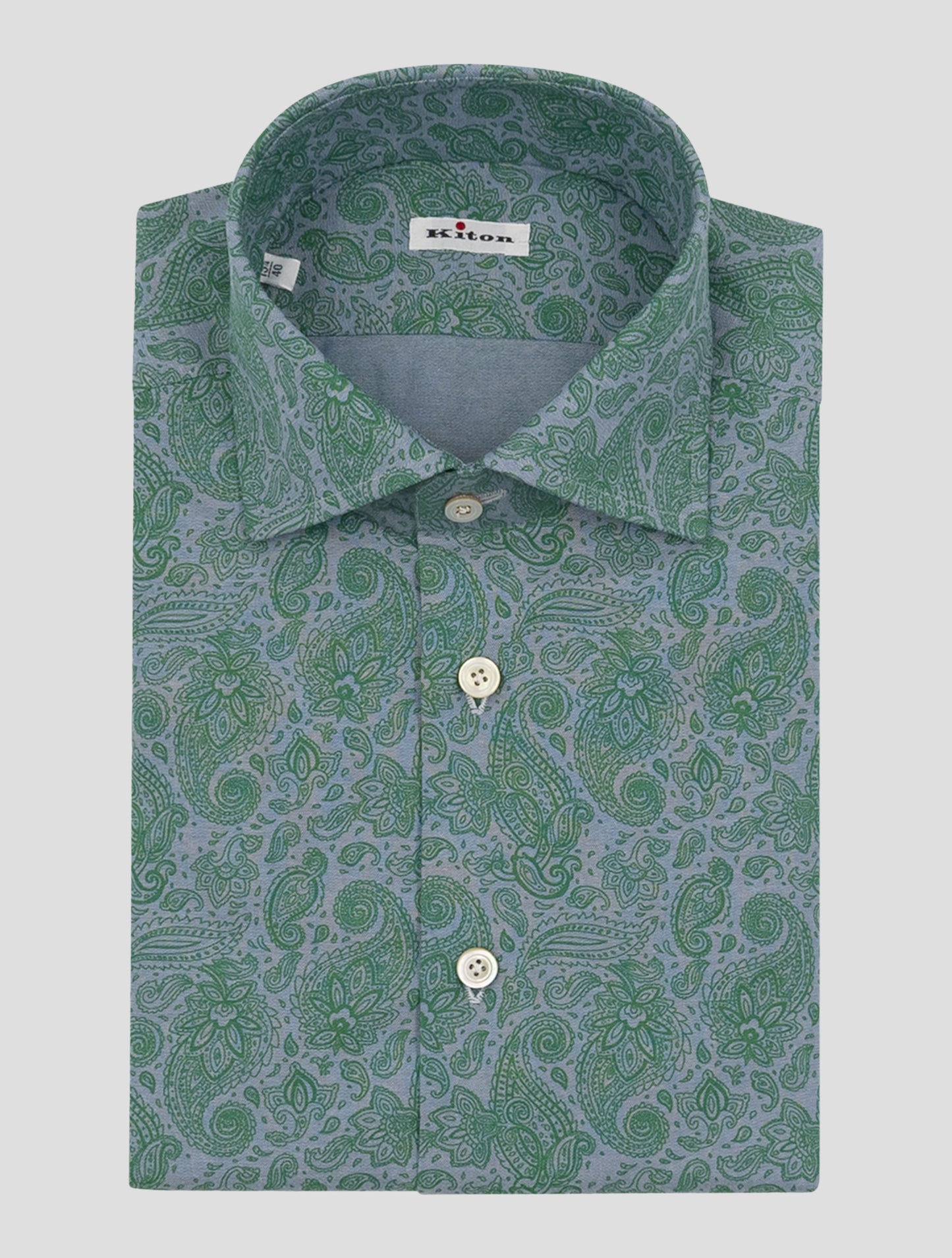 Kiton Gray Green Cotton Shirt