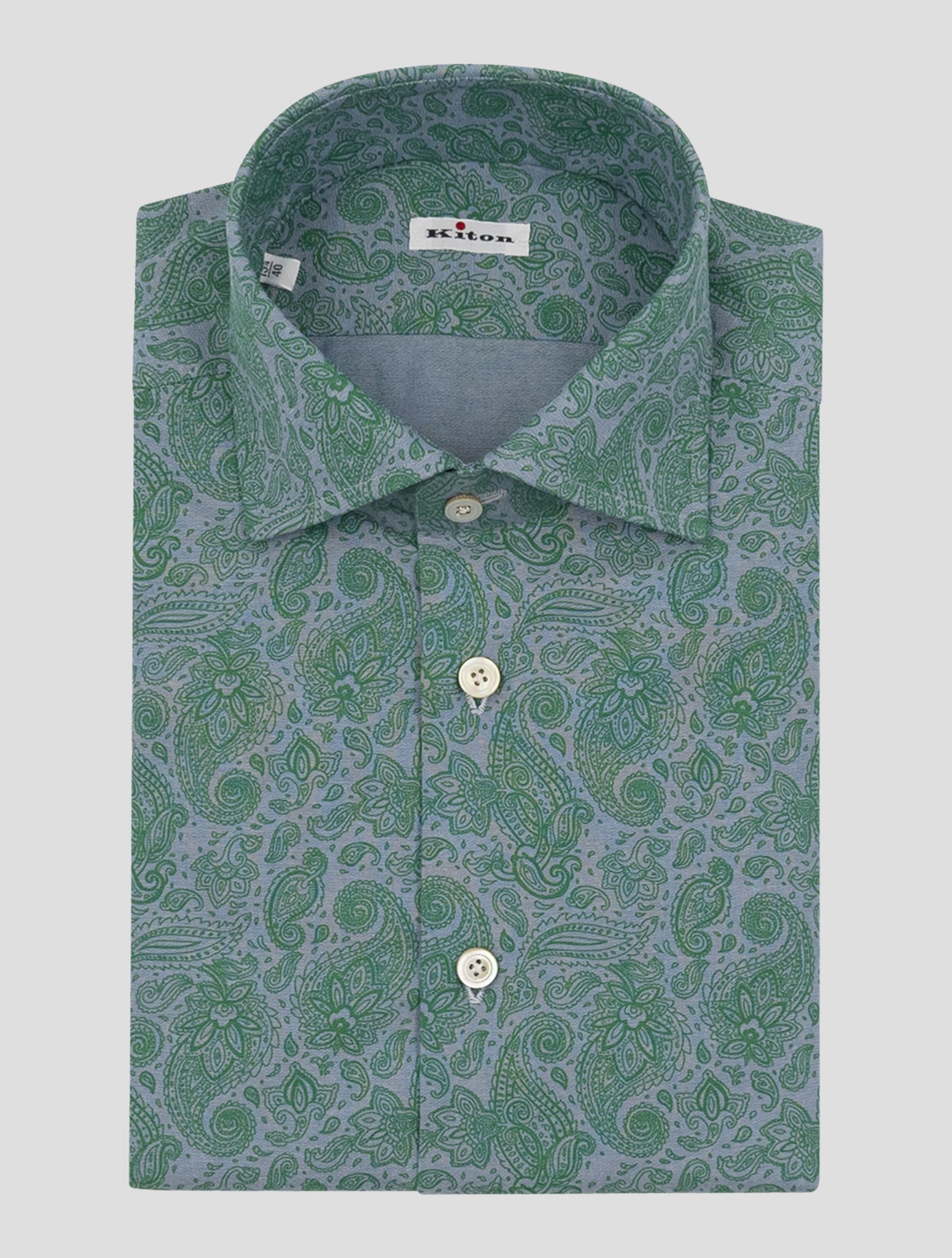 Kiton Gray Green Cotton Shirt