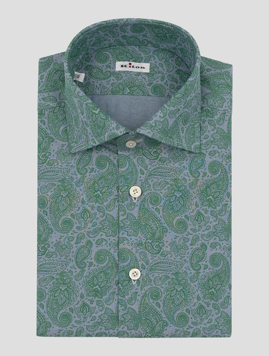 Kiton Gray Green Cotton Shirt
