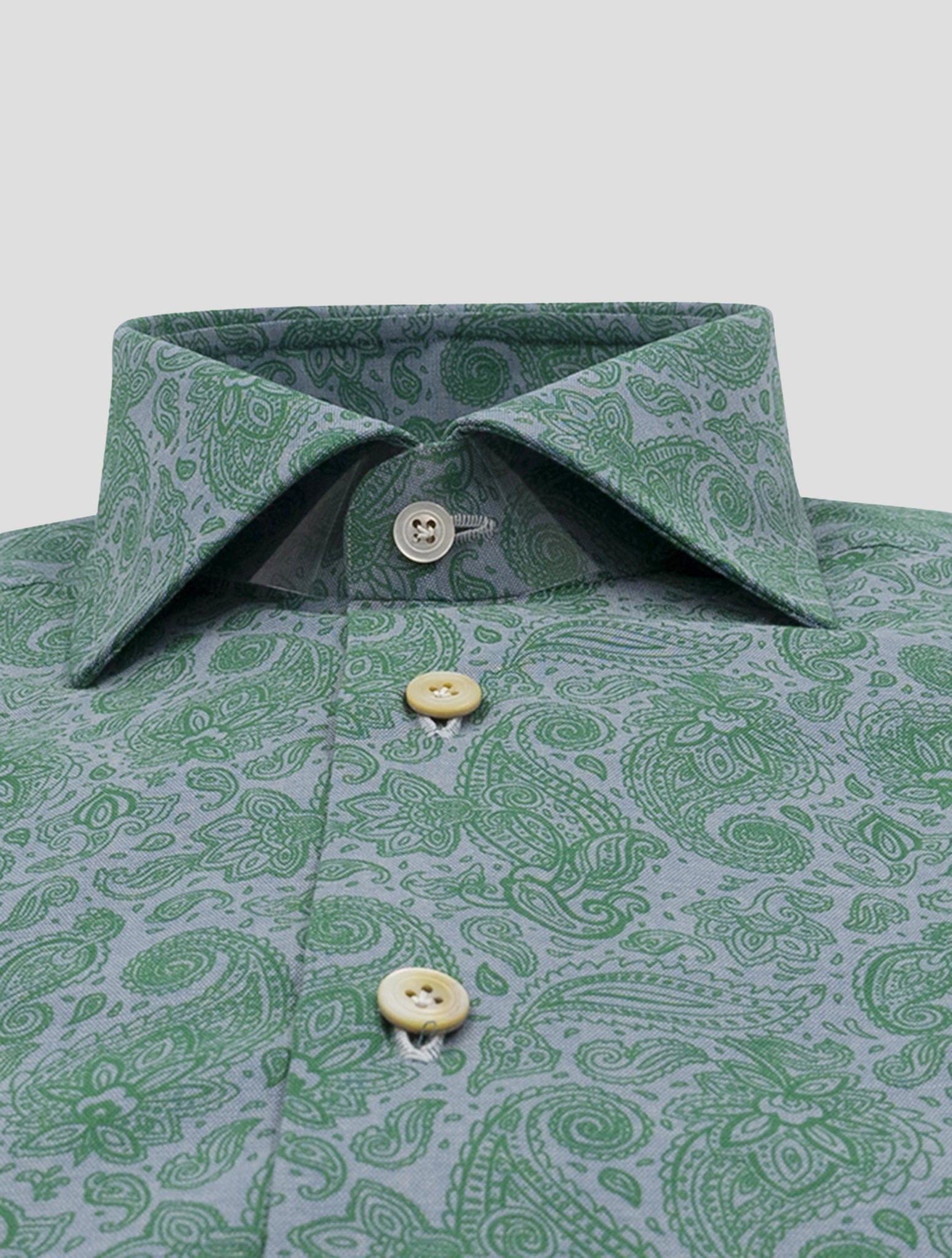 Kiton Gray Green Cotton Shirt