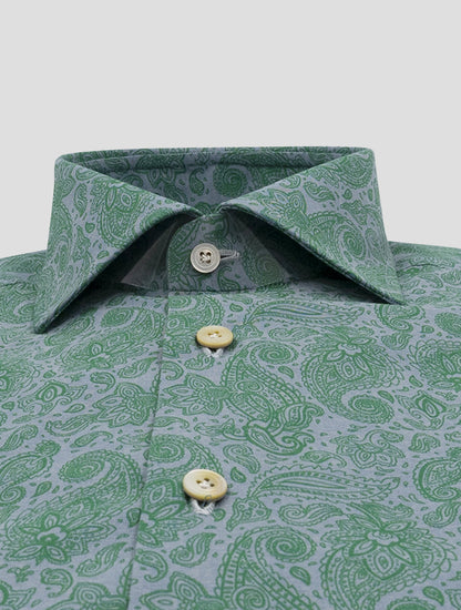 Kiton Gray Green Cotton Shirt