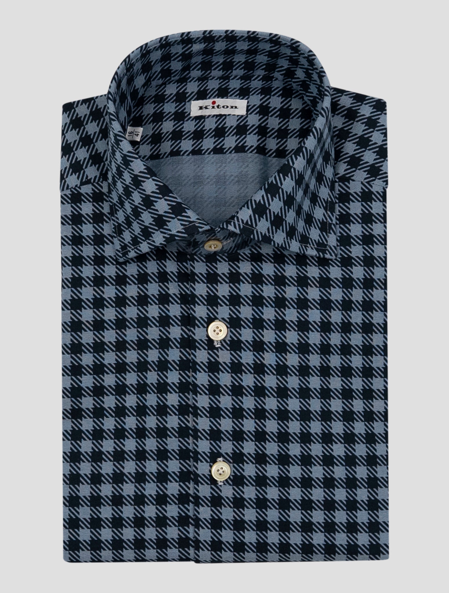 Kiton Blue Dark Blue Linen Shirt