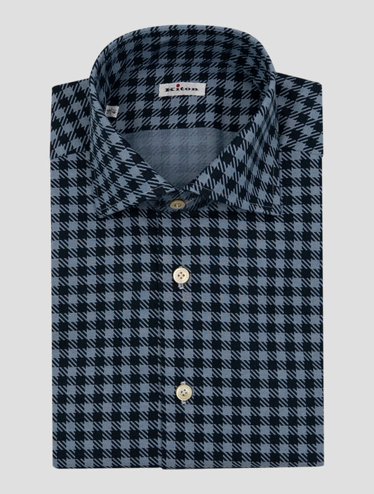 Kiton Blue Dark Blue Linen Shirt