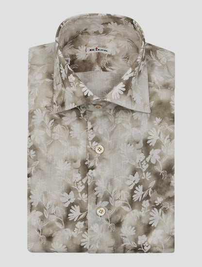 Kiton Beige White Linen Shirt