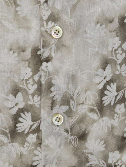 Kiton Beige White Linen Shirt