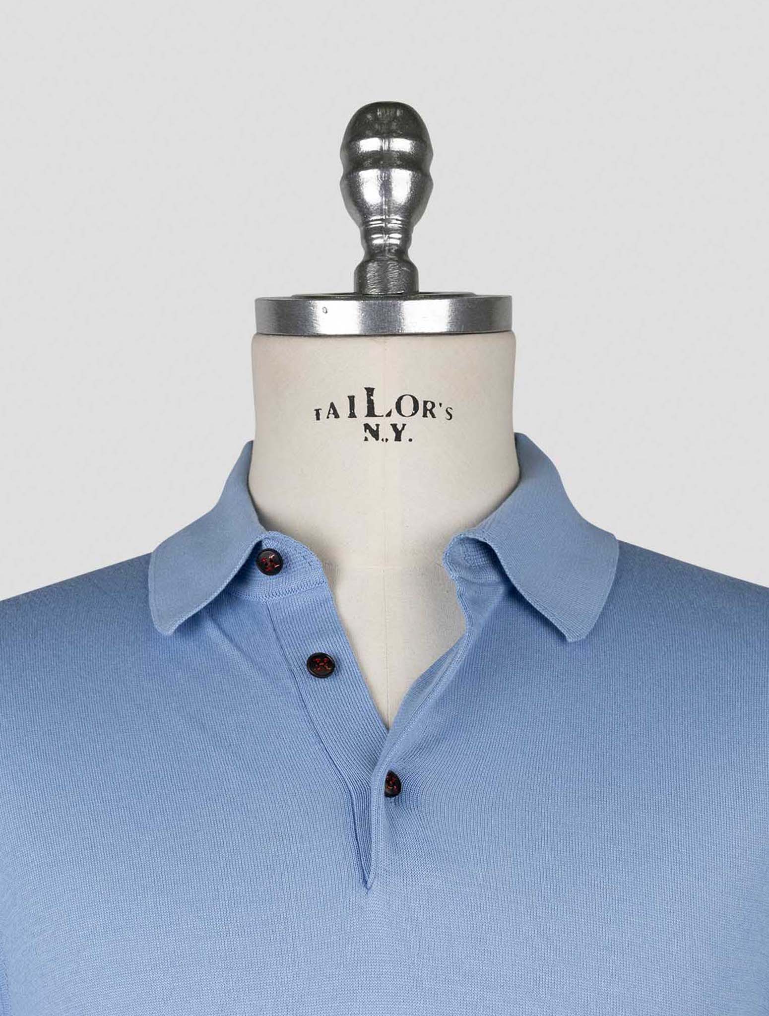 Kiton Light Blue Cotton Polo