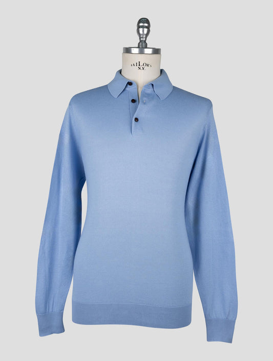 Kiton  Light Blue Cotton Sweater Polo