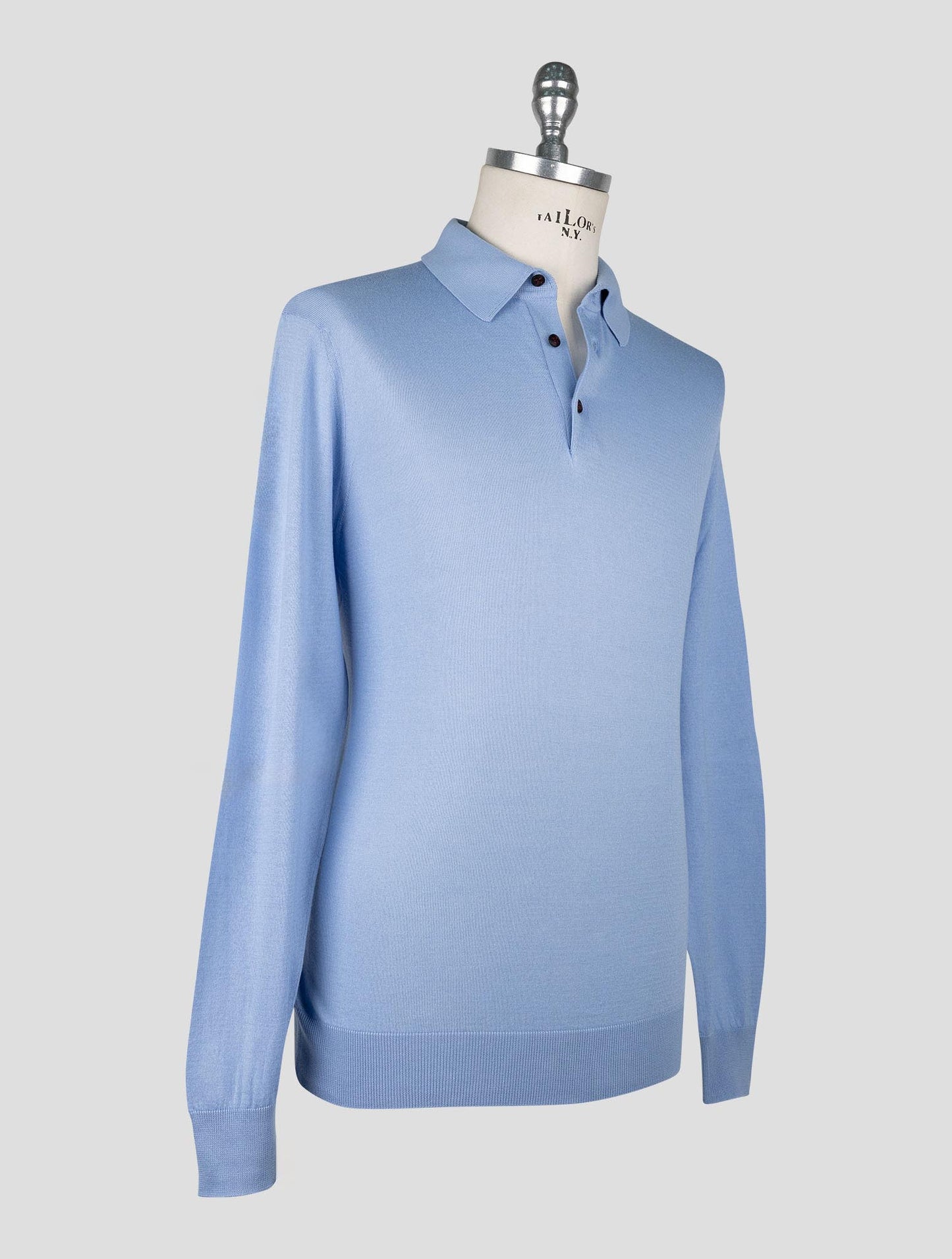 Kiton  Light Blue Cotton Sweater Polo